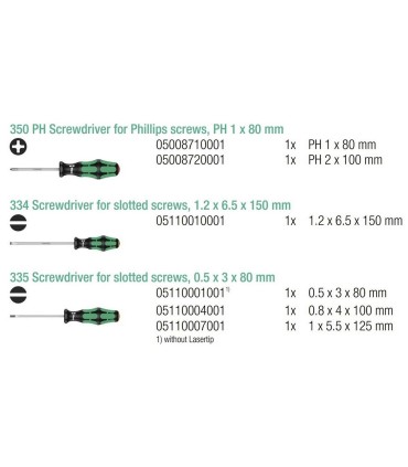 Wera 334/6 Lasertip Yıldız Düz Tornavida Set 6P 05105650001