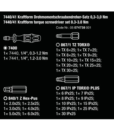 Wera 7440/41 0.3-3Nm İkili Torklu Tornavida Seti 05074738001