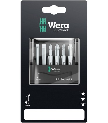 Wera Bit-Check 6 SB Universal 1 PZ/PH/SL Bits Seti 50mm 05073635001
