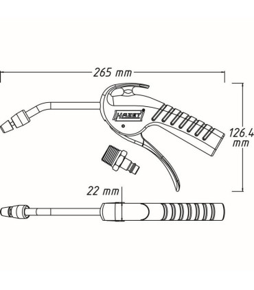 Hazet 9040P-4 Basınçlı Hava Üfleme Tabancası Eğik Boru 100mm