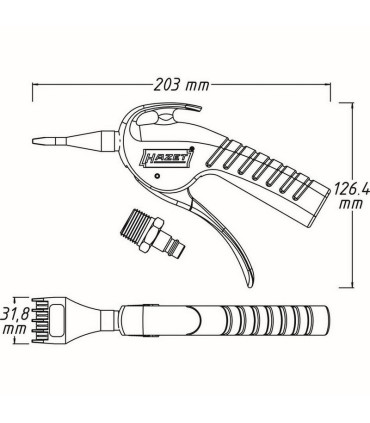 Hazet 9040P-5 Basınçlı Hava Üfleme Tabancası Düz Geniş Burun