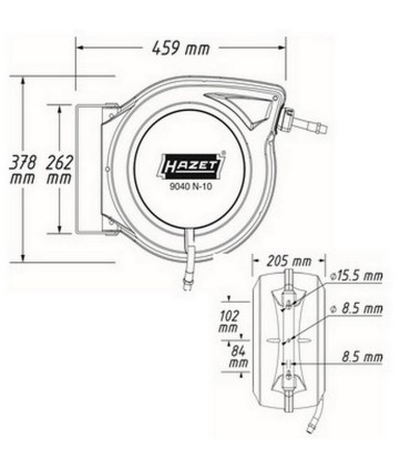 Hazet 9040N-10 3/8" Makaralı Basınçlı Hava-Su Hortumu 15mt 20Bar