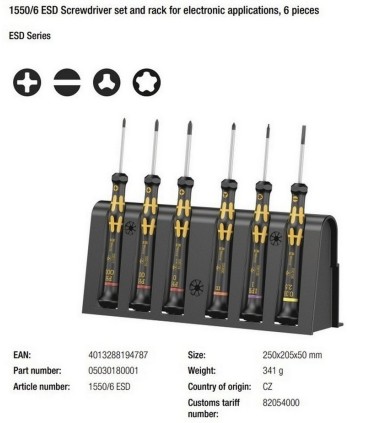 Wera 1550 ESD Mikro Tornavida Set 6lı 05030180001
