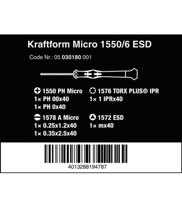 Wera 1550 ESD Mikro Tornavida Set 6lı 05030180001