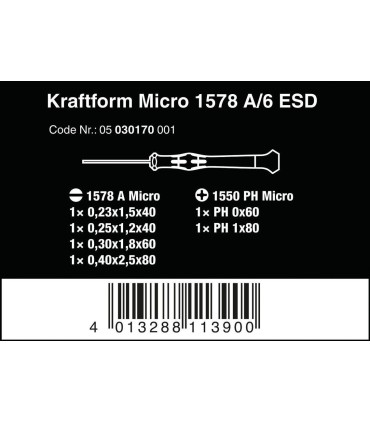 Wera 1578 A ESD Mikro Tornavida Yıldız Düz Set 6P 05030170001