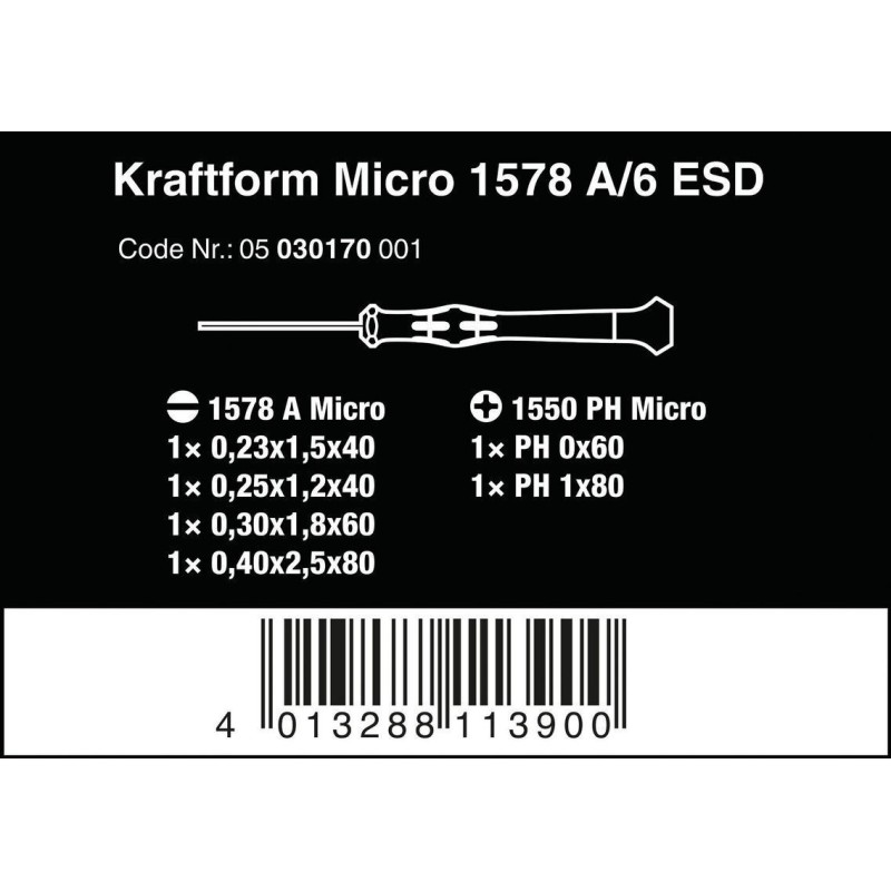 Wera 1578 A ESD Mikro Tornavida Yıldız Düz Set 6P 05030170001