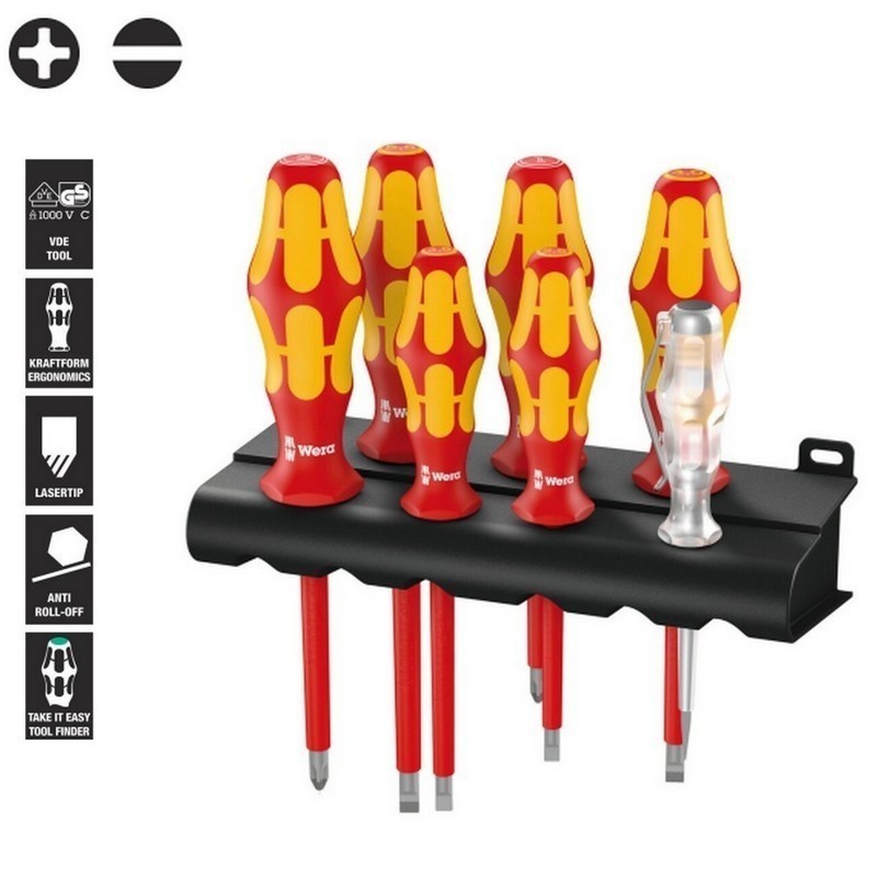 Wera 160 i/7 KF Plus 100 VDE Elektrikçi Tornavida Seti 05006147001