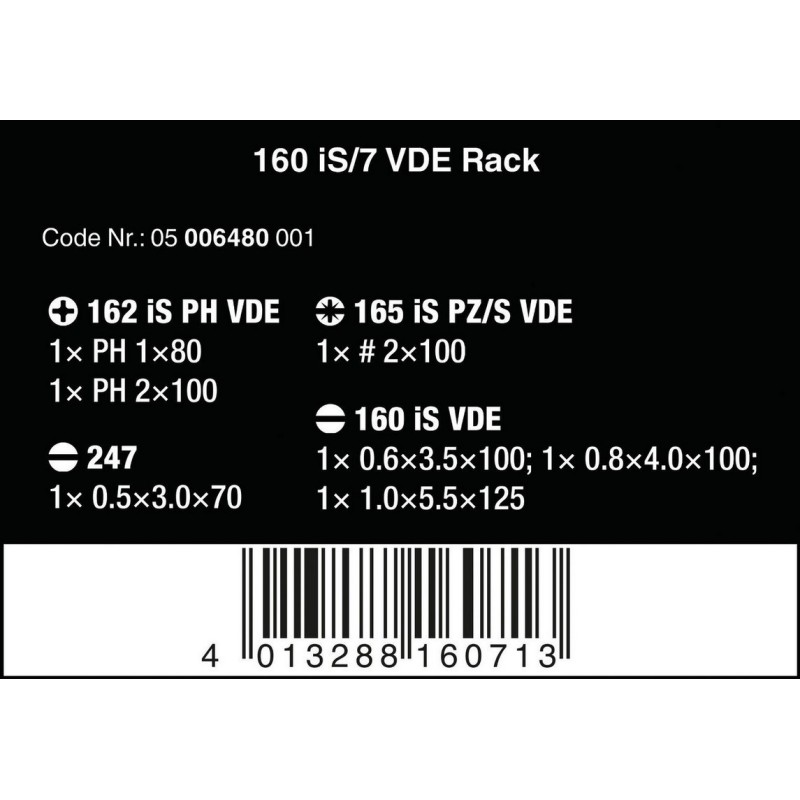 Wera 160 iS/7 KF Plus 100 VDE Elektrikçi Tornavida Seti 05006480001