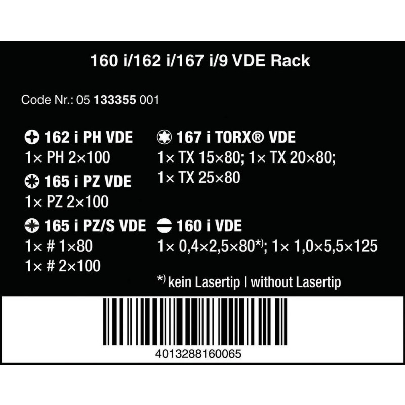 Wera 160i 162i 167i KF Plus 100 VDE Elektrikçi Tornavida Seti 9P 05133355001