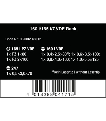 Wera 160i 165i KF Plus 100 VDE Elektrikçi Tornavida Seti 7P 05006148001
