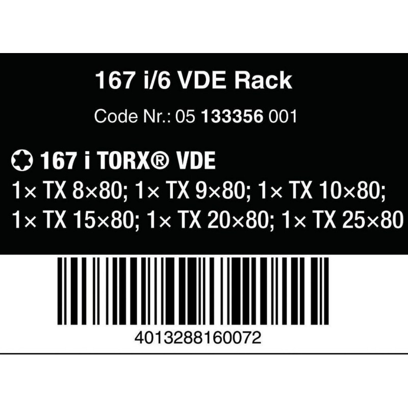 Wera 167 i/6 VDE Elektrikçi Torx Tornavida Seti 05133356001