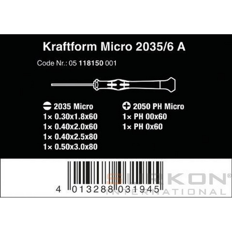 Wera 2035/6A Elektronikçi Mikro Tornavida Set 6lı 05118150001