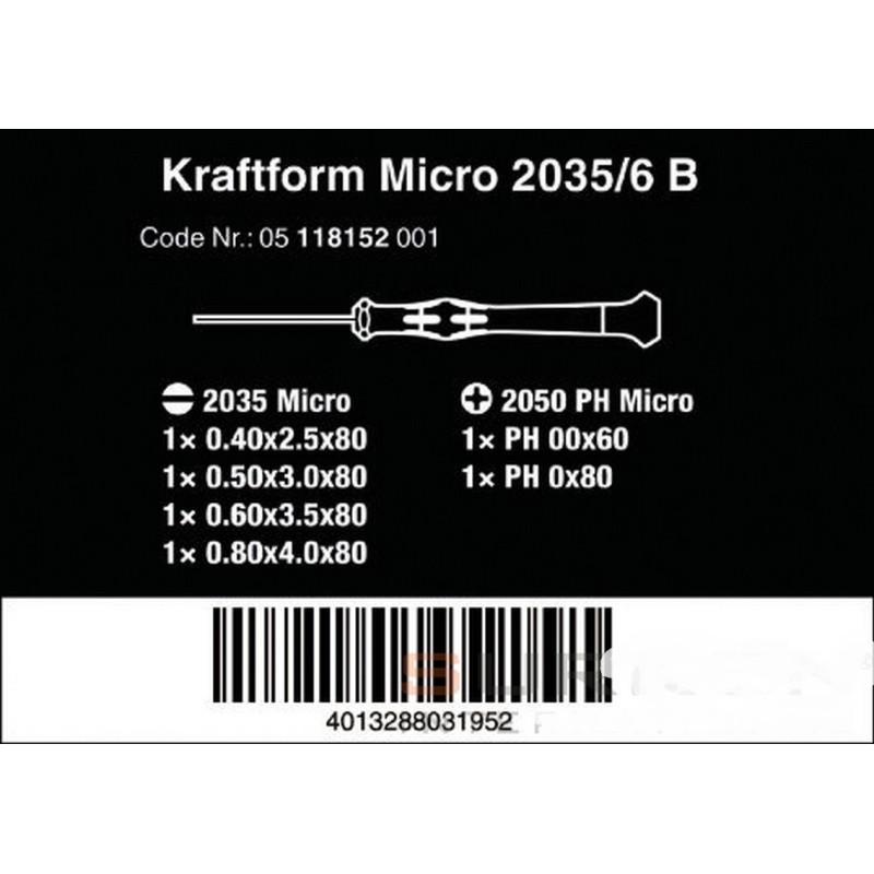 Wera 2035/6B Elektronikçi Mikro Tornavida Set 6lı 05118152001