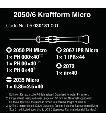 Wera 2050/6 Elektronikçi Mikro Tornavida Set 6lı 05030181001
