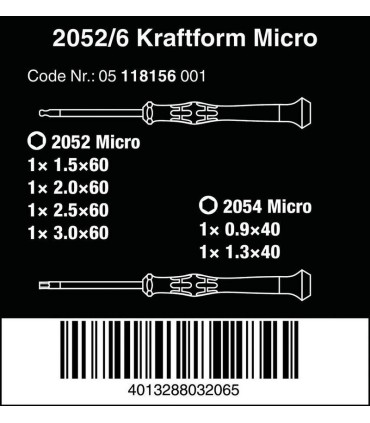 Wera 2052/6 Elektronikçi Mikro Tornavida Set 6lı 05118156001