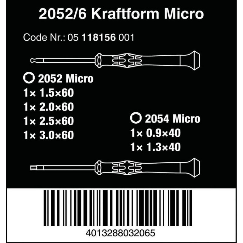 Wera 2052/6 Elektronikçi Mikro Tornavida Set 6lı 05118156001