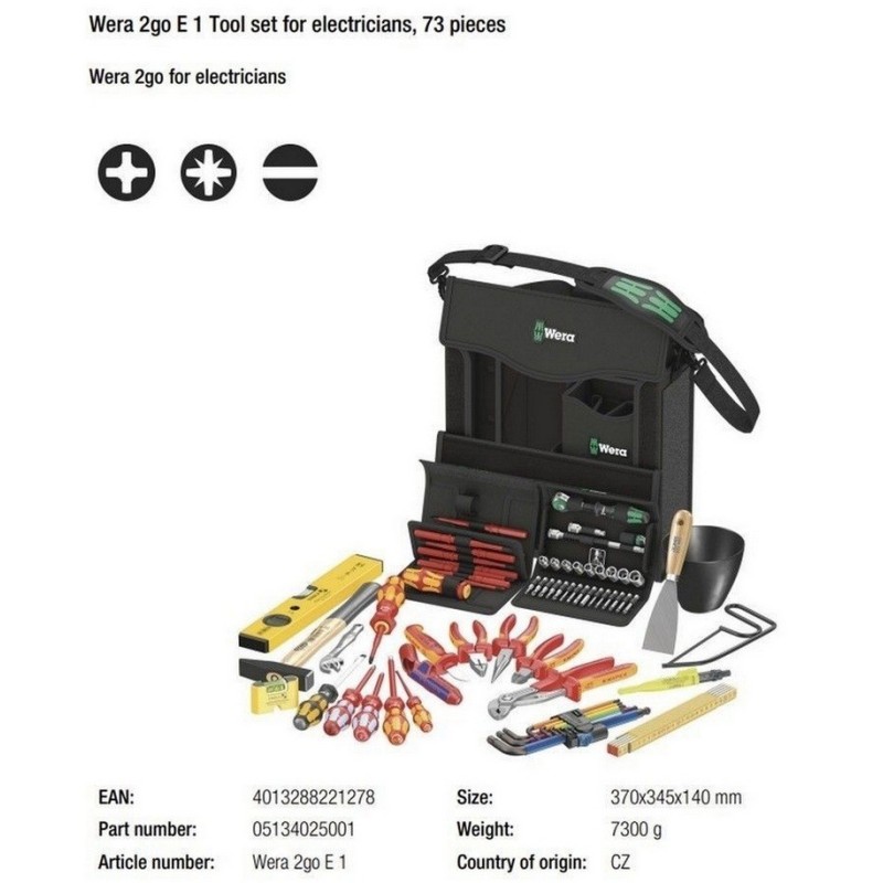 Wera 2go E1 Elektrikçi Alet Seti 05134025001