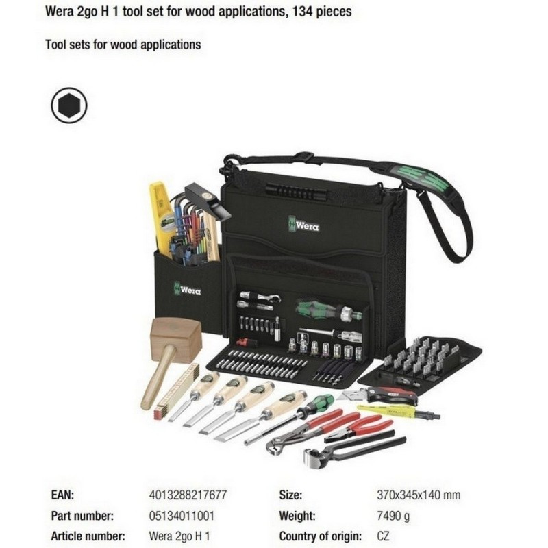 Wera 2go H1 Ağaç İşleri Alet Seti 05134011001