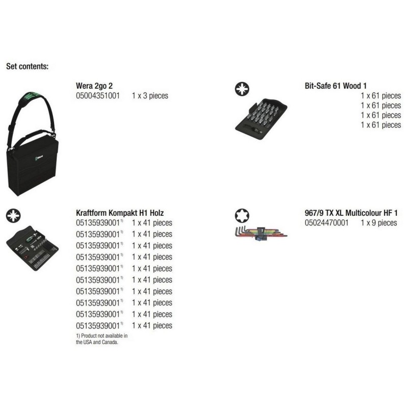 Wera 2go H1 Ağaç İşleri Alet Seti 05134011001