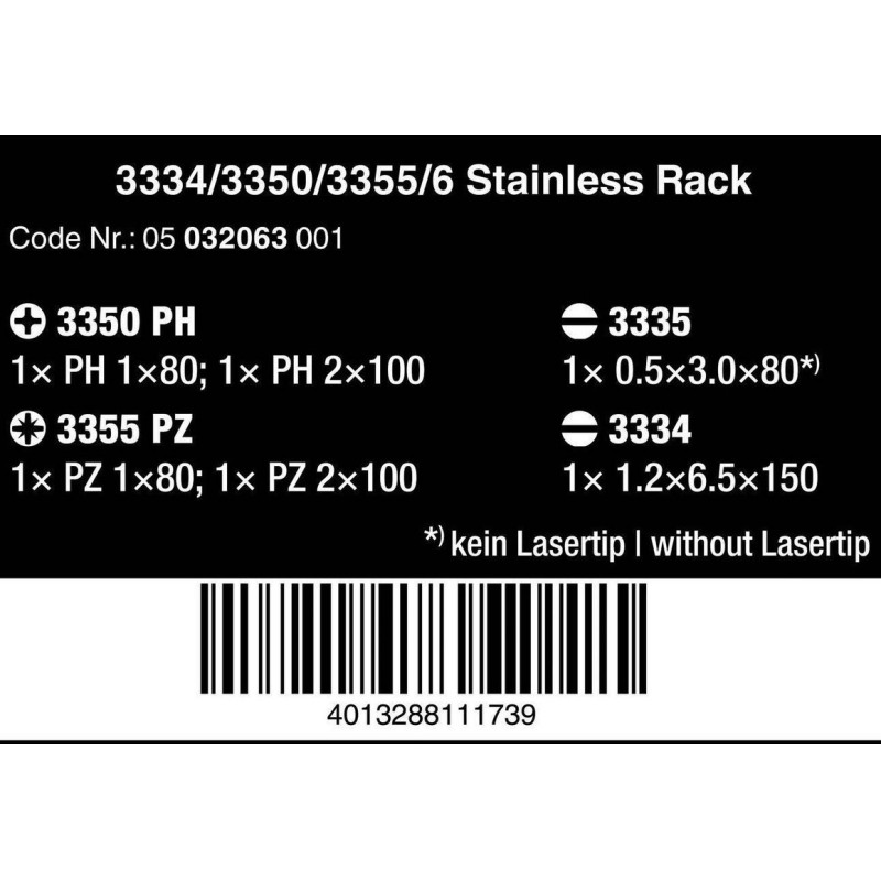 Wera 3334 3350 3355 Paslanmaz Tornavida Set 6lı 05032063001