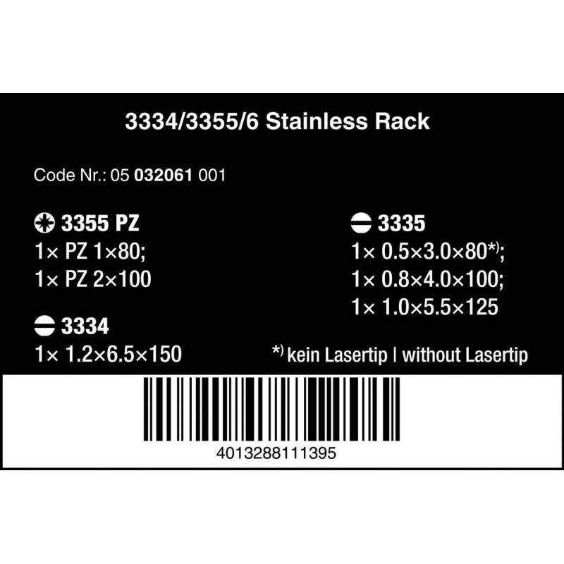 Wera 3334 3355 Paslanmaz Tornavida Set 6lı 05032061001