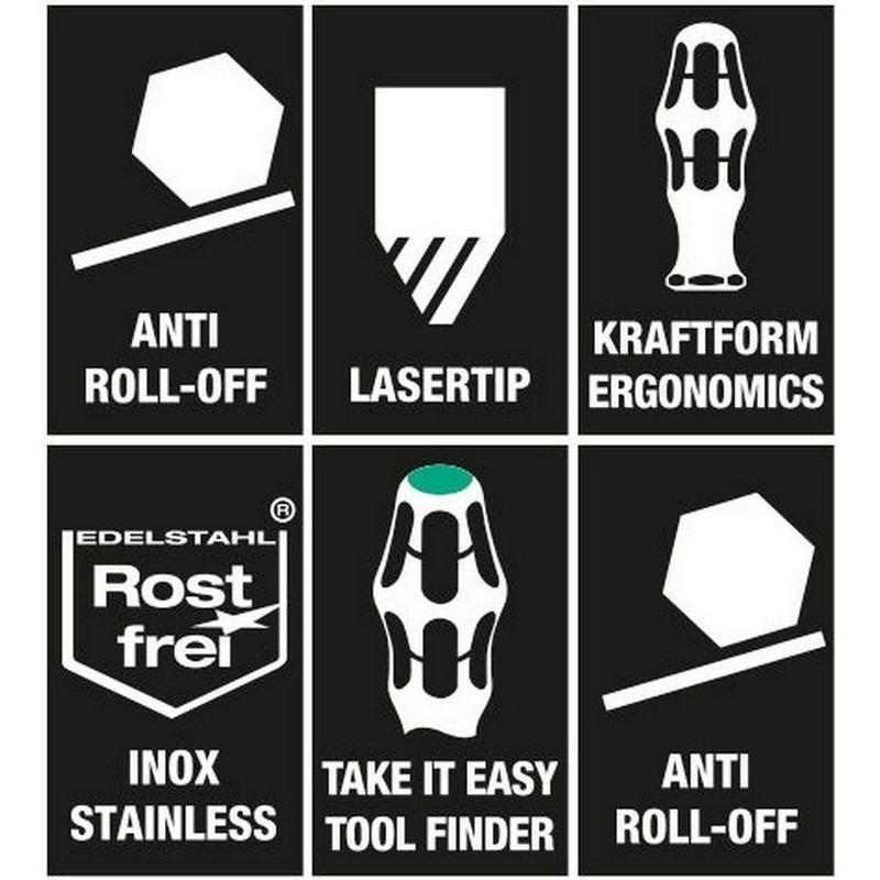Wera 3334 3355 Paslanmaz Tornavida Set 6lı 05032061001
