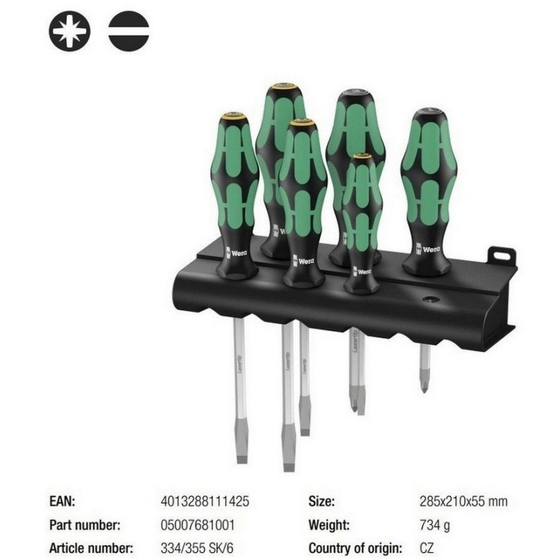 Wera 334 355 SK Lasertip Tornavida 6lı Seti 05007681001