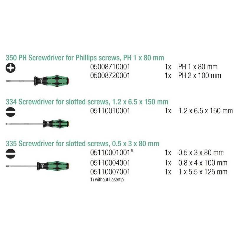 Wera 334/6 Lasertip Yıldız Düz Tornavida Set 6P 05105650001