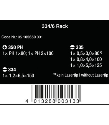 Wera 334/6 Lasertip Yıldız Düz Tornavida Set 6P 05105650001