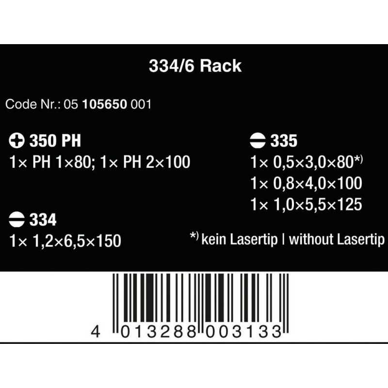 Wera 334/6 Lasertip Yıldız Düz Tornavida Set 6P 05105650001