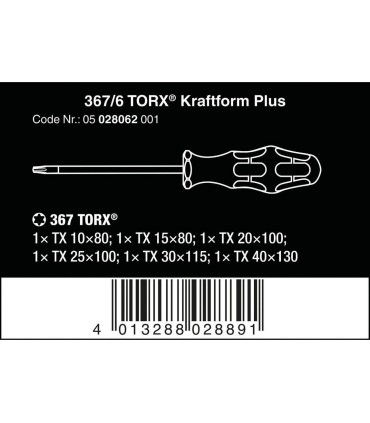 Wera 367/6 Torx Tornavida Seti 6lı 05028062001