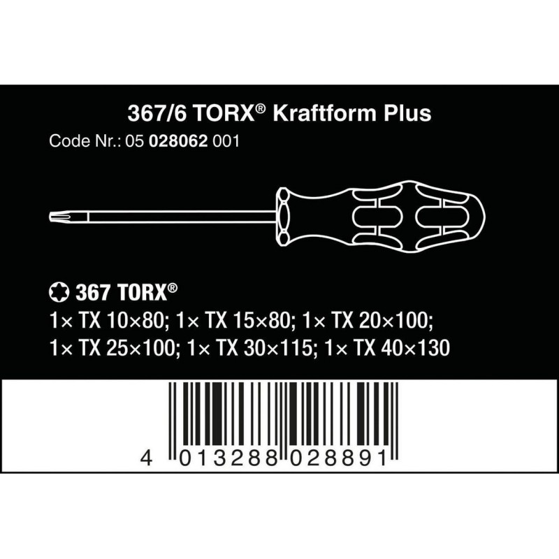 Wera 367/6 Torx Tornavida Seti 6lı 05028062001