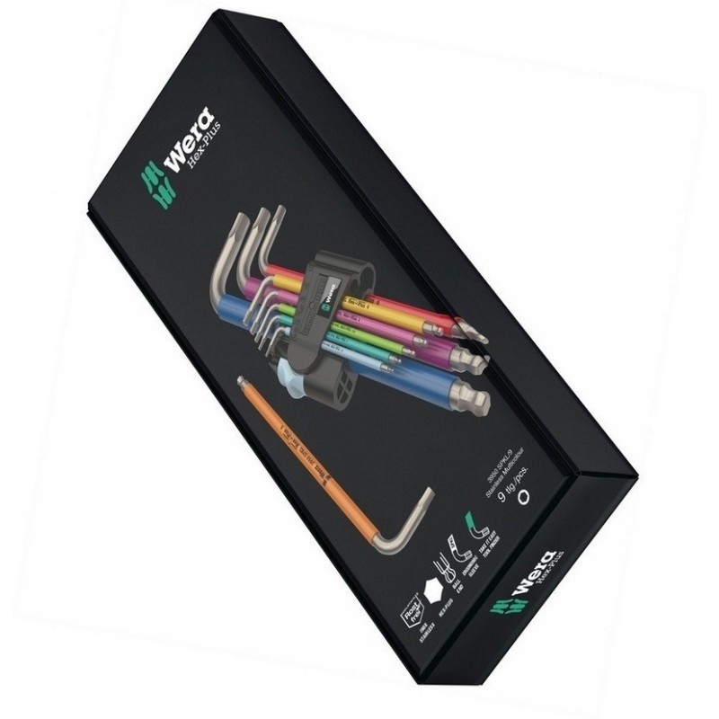 Wera 3950/9 SPKL Hexplus Renkli Topbaş Alyan Seti 05022669001