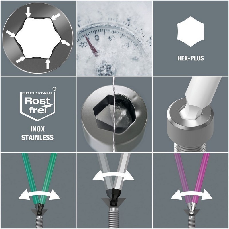 Wera 3950/9 SPKL Hexplus Renkli Topbaş Alyan Seti 05022669001