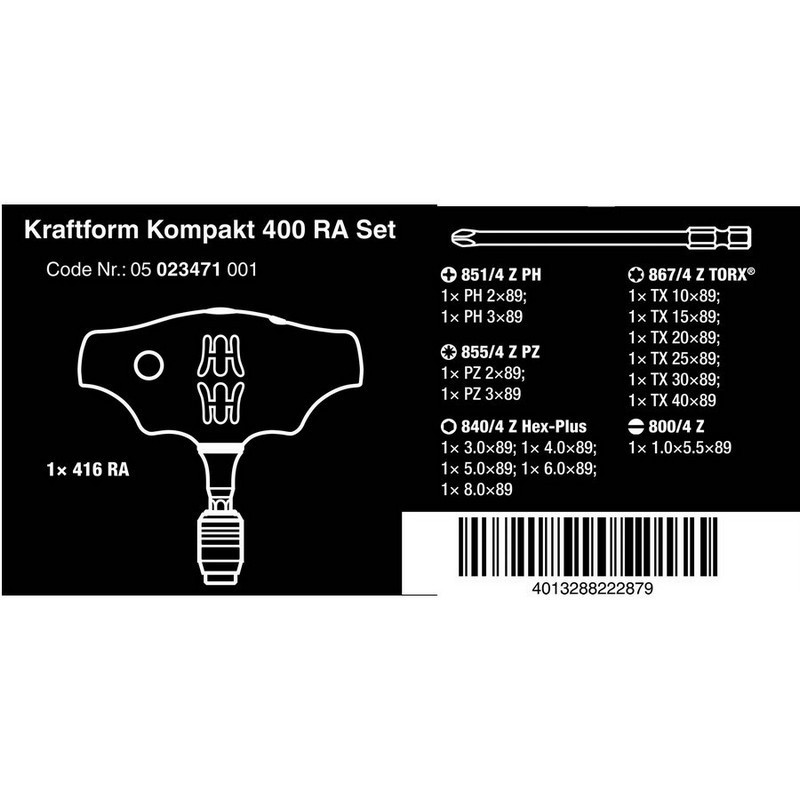 Wera 400 RA KF Kompakt Rapidaptor Cırcırlı T Tornavida Set 1 05023471001