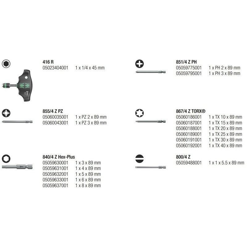 Wera 400 Tornavida Bits Seti Krafform Kompakt 05057470001
