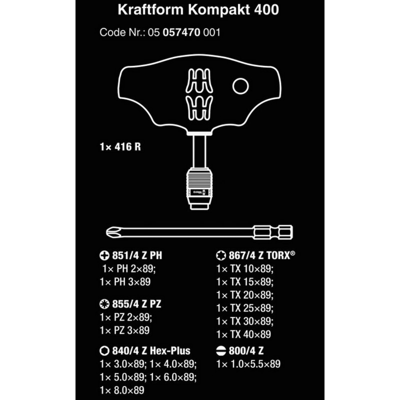 Wera 400 Tornavida Bits Seti Krafform Kompakt 05057470001