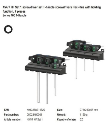 Wera 454 HF HexPlus T Tornavida Seti 7li 05023450001