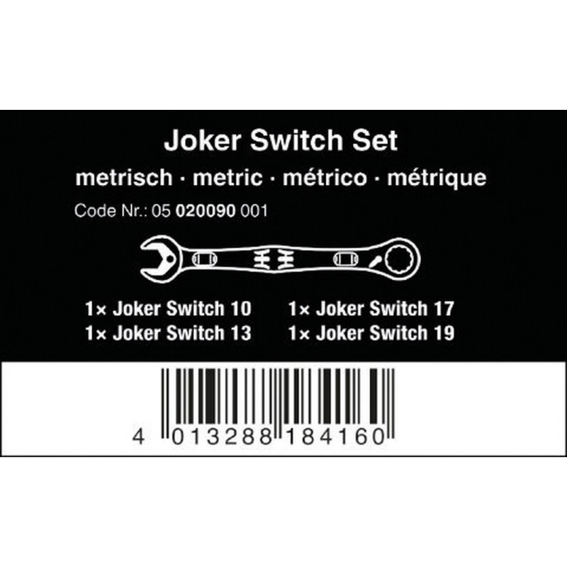 Wera 6001 Joker Switch Cırcırlı Yıldız Açık Ağız Kombine Anahtar Set 4P 05020090001