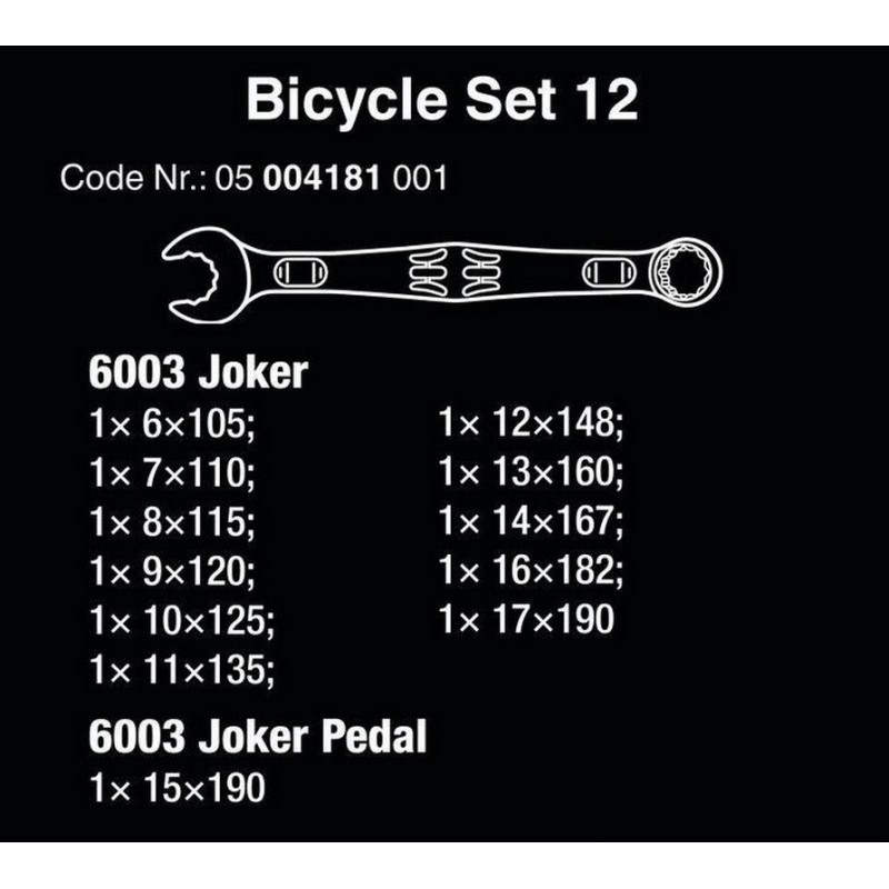 Wera 6003 Bisiklet Tamir Joker Yıldız Açık Ağız Anahtar Seti 12P 05004181001
