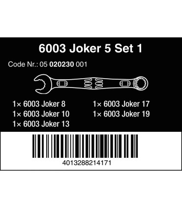 Wera 6003 Joker Yıldız Açık Ağız Kombine Anahtar Set 5P 05020230001