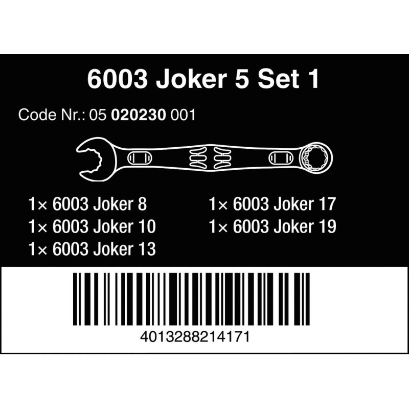 Wera 6003 Joker Yıldız Açık Ağız Kombine Anahtar Set 5P 05020230001