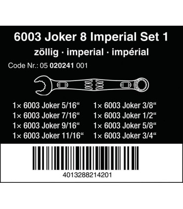 Wera 6003 Joker Yıldız Açık Ağız Kombine Anahtar Set 8P Emperyal 05020241001
