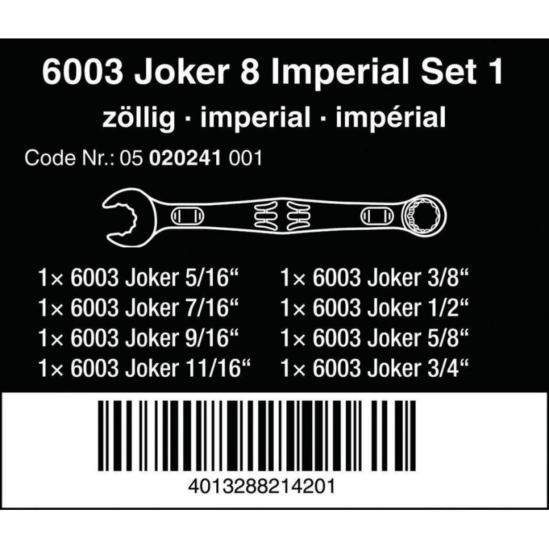 Wera 6003 Joker Yıldız Açık Ağız Kombine Anahtar Set 8P Emperyal 05020241001