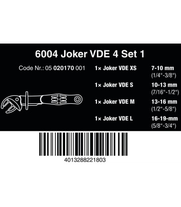 Wera 6004 Joker VDE Cırcırlı Kurbağacık Seti 4 Parça 05020170001