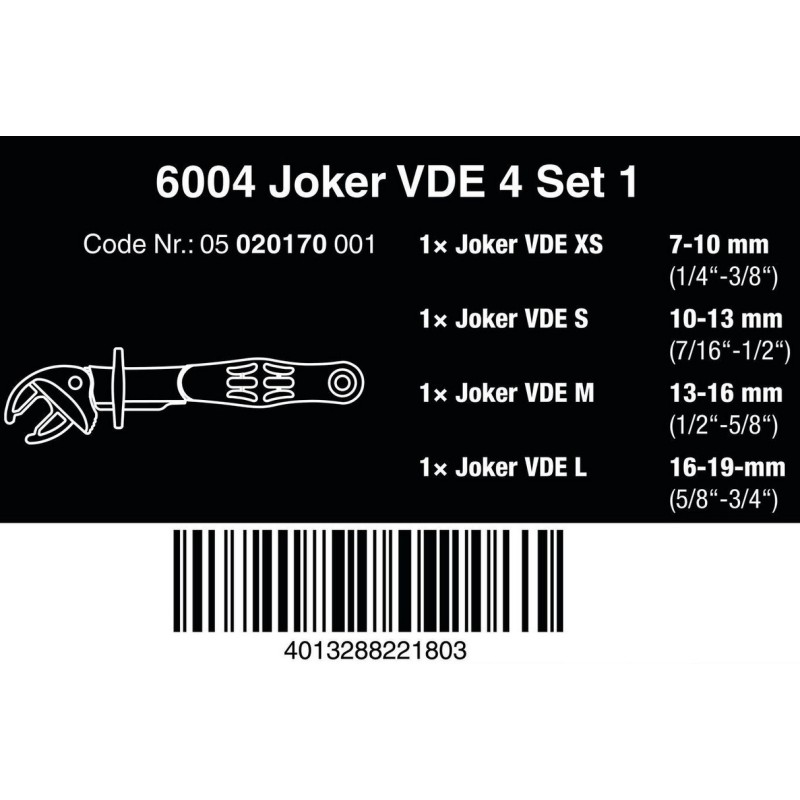 Wera 6004 Joker VDE Cırcırlı Kurbağacık Seti 4 Parça 05020170001