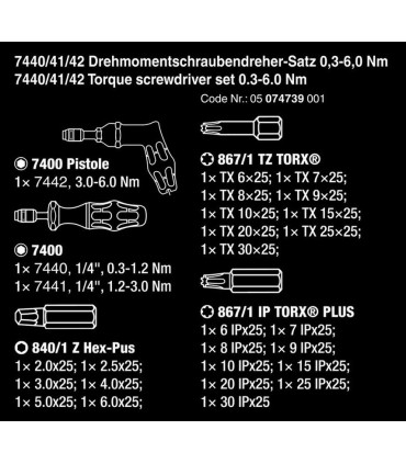 Wera 7440/41/42 0.3-6Nm Üçlü Torklu Tornavida Seti 05074739001