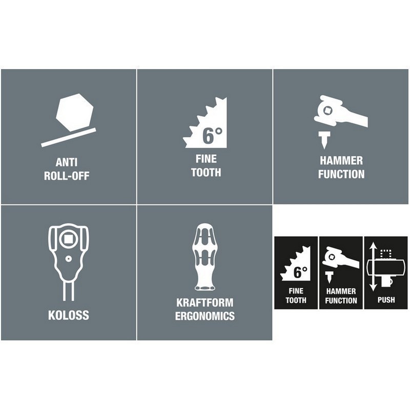 Wera 8002 C Koloss Çekiç İşlevli Cırcır Kol Seti 05133862001