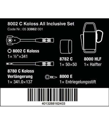 Wera 8002 C Koloss Çekiç İşlevli Cırcır Kol Seti 05133862001