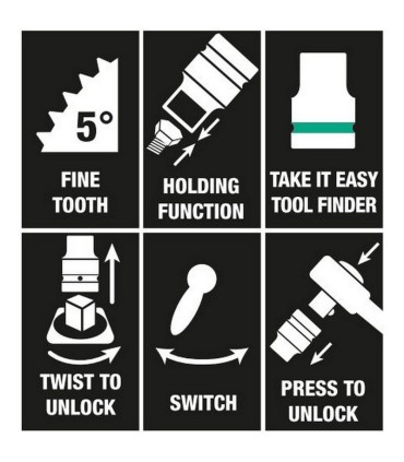 Wera 8006 SC1 Zyklop Hybrid Cırcır 1/2" Lokma Seti 05004090001